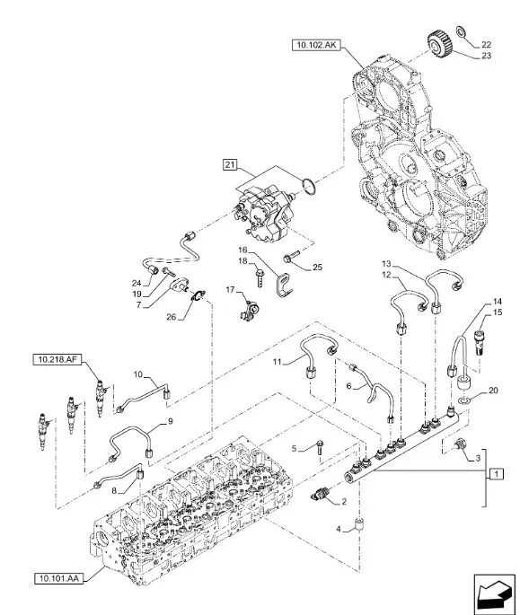 504126982 - Трубка топл. подачи на форсунку с рампы ДВС Cursor9 T8./Mg., CS, CSX, CX6/8, Axion9